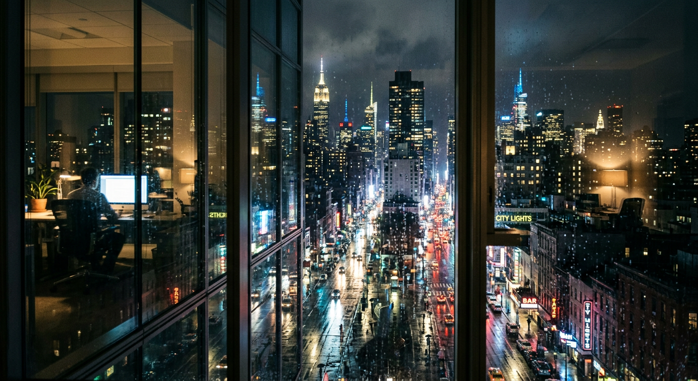 Downtown city skyline at night